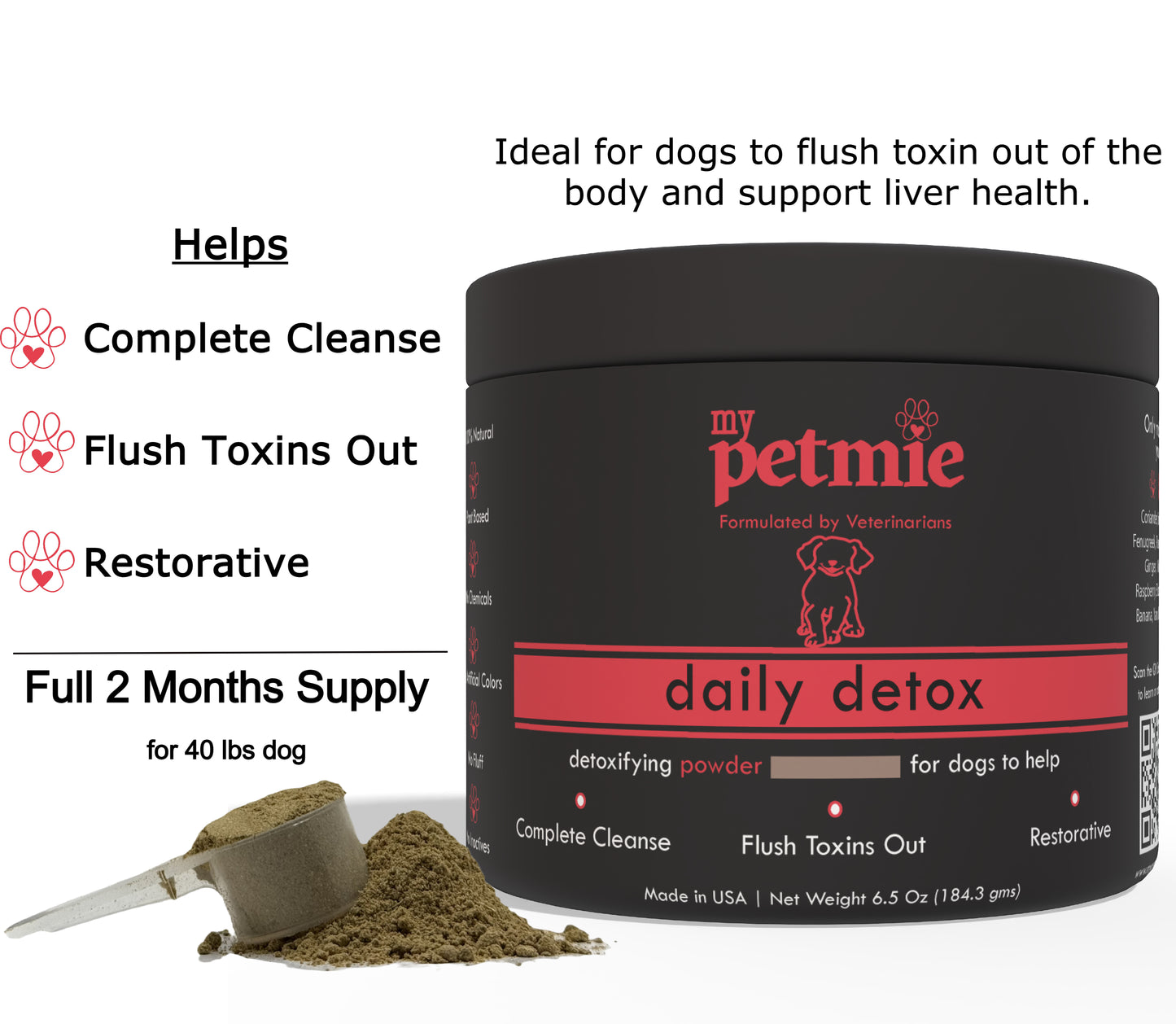 Daily Detox Powder for Dogs | 60 scoops in a jar